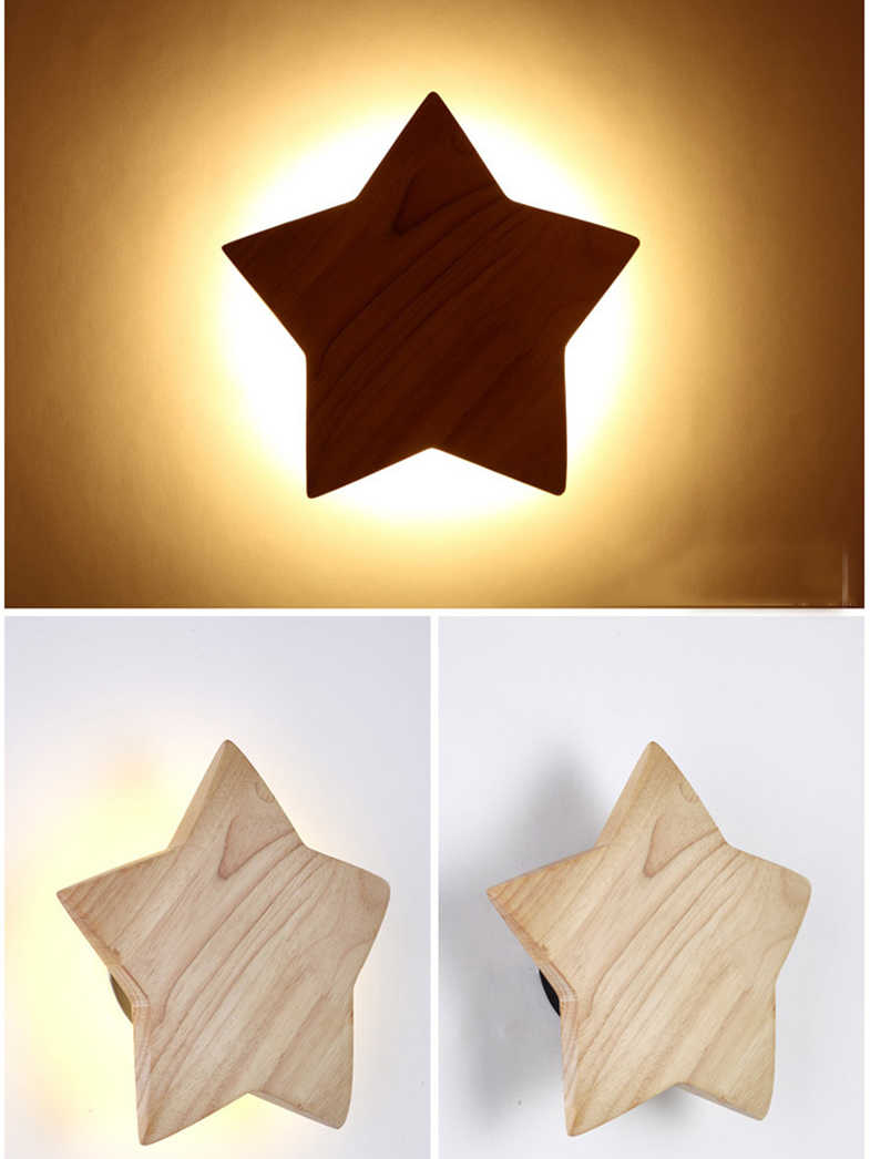 Đèn ốp tường gỗ hình ngôi sao XTE 243-8